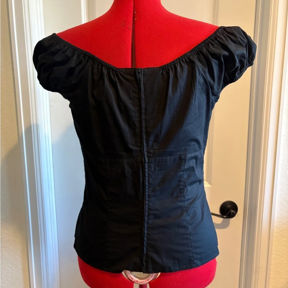Hell Bunny Black Off-Shoulder Blouse - Picture 3 of 4